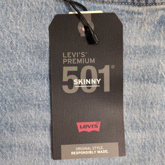 Levi's 501 Skinny Jeans Blue High Rise Button Fly 31 x 28 New - Picture 14 of 16